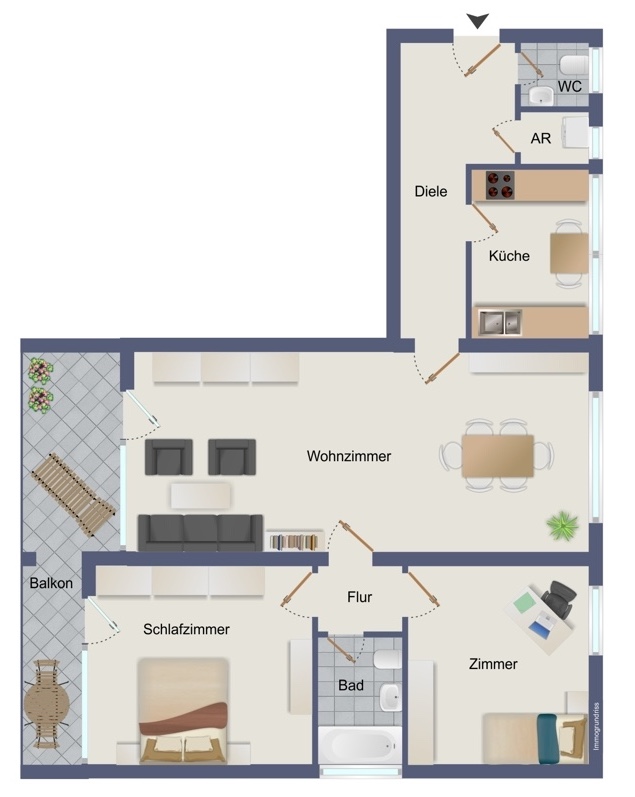 Grundriss Wohnung 1. Obergeschoss